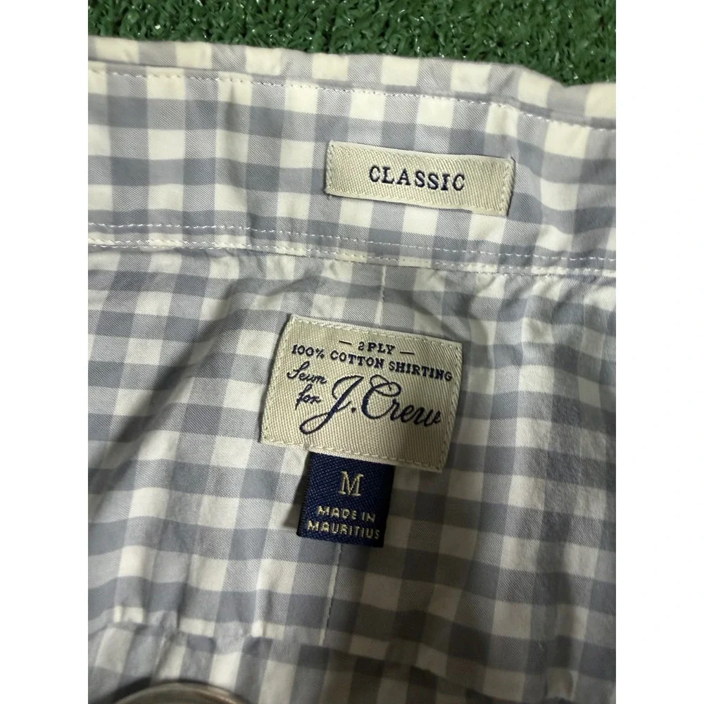 J. Crew Button Down Shirt Mens M Grey Good Classic Fit Gingham Cotton LS